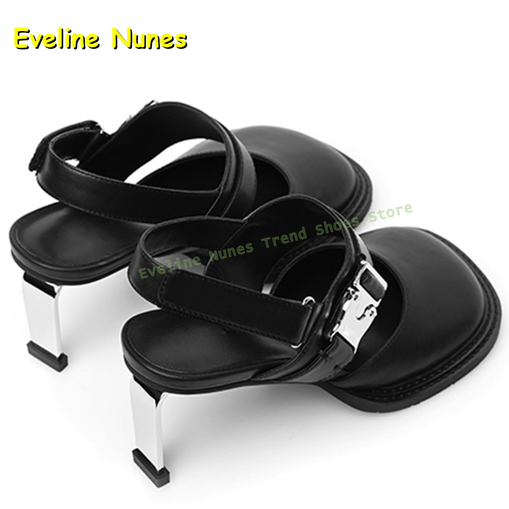 Women's Black Square Toe Buckl - Sandals 评论和价格