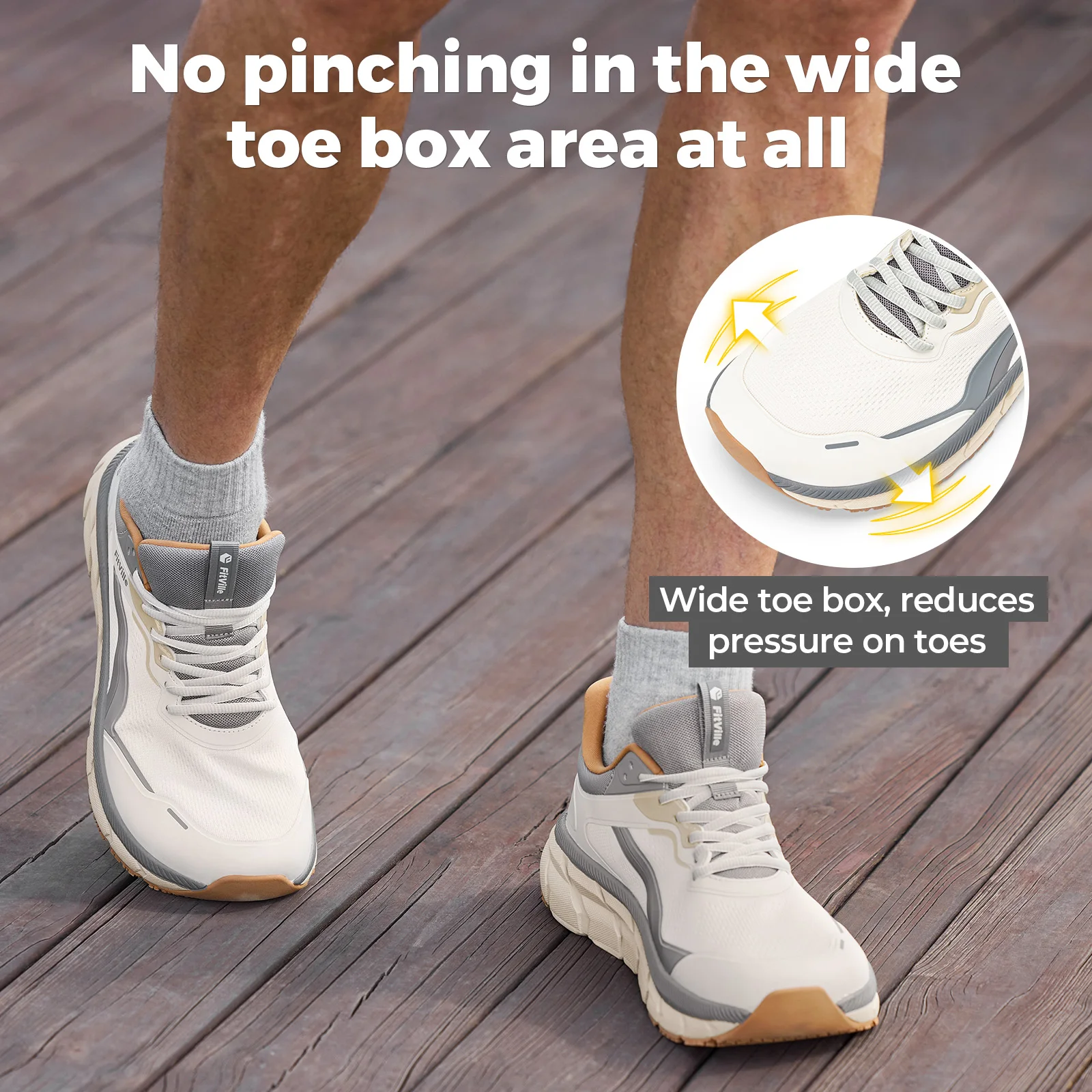 FitVille Extra Wide Toe Men's  - Wide Toe Box Running Sneakers 评论和价格