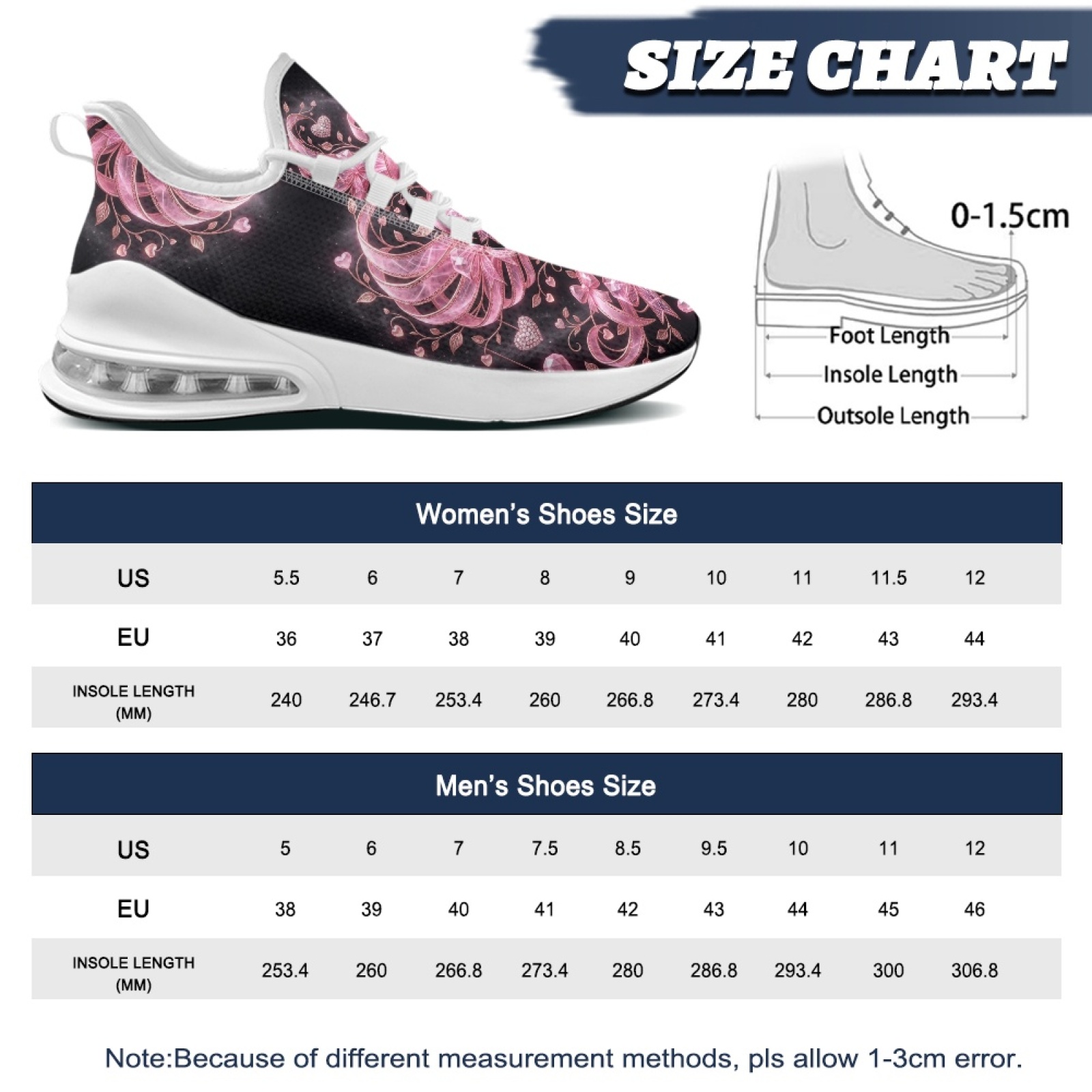 PENSTROLL Pink Heart Floral Co - Breathable Mesh Athletic Shoes 评论和价格