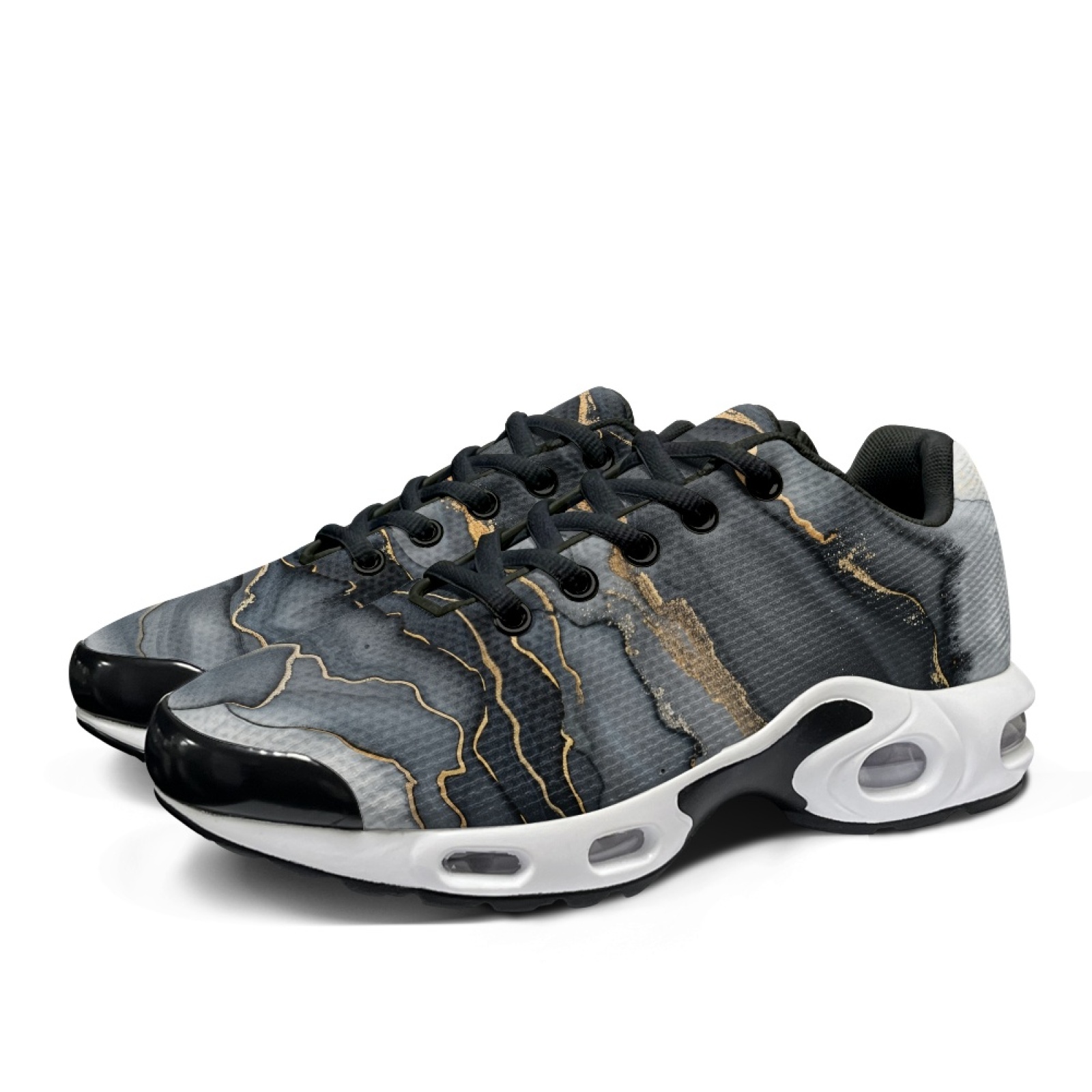 PENSTROLL Black Gold Marble Ai - Air Cushion Jogger Shoes Men 评论和价格